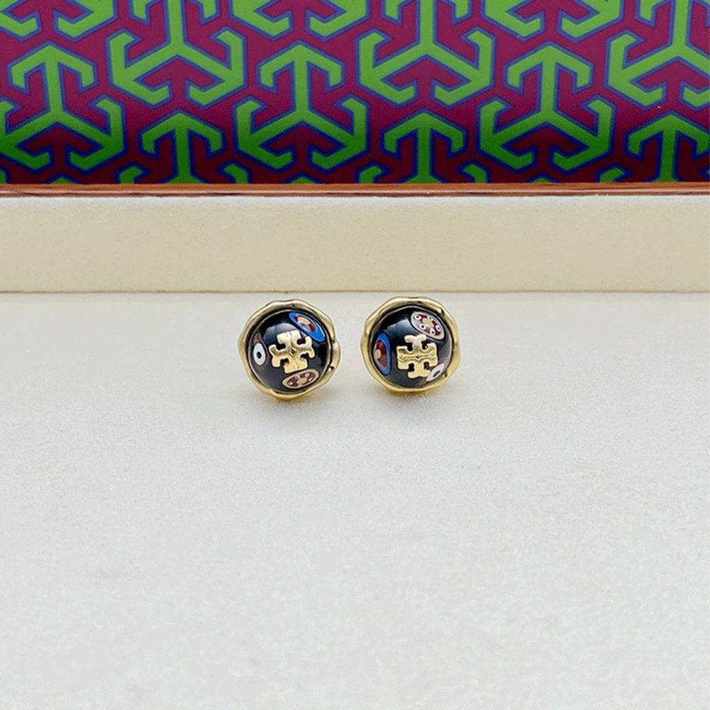 Tory Burch Acrylic Letter Matte Metal Earrings